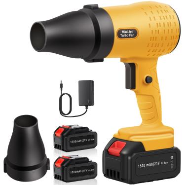 Imagem de OPPUM Soprador de folhas sem fio LB80-Pro – 21V 35000RPM velocidade contínua, 2 baterias de 3,0 Ah, ultraleve, 50 – 120 dB, ajustável para limpeza de quintal, pátio e garagem (LB80-Pro (amarelo))