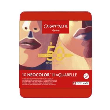 Imagem de Caran d'Ache NEOCOR II Conjunto de 10 lápis para aguarelas (50 anos de aniversário, solúvel em água)