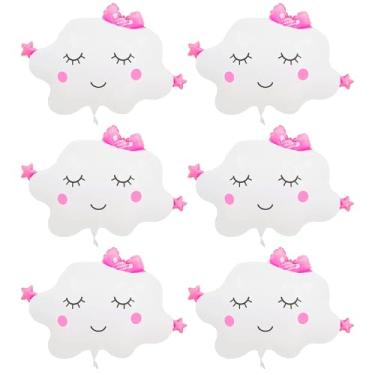 Imagem de 6 peças de balões de alumínio de desenho animado para chá de bebê com tema de festa de aniversário, decoração de parede para berçário