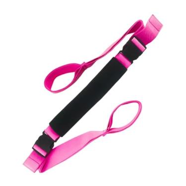 Imagem de Colaxi Cinto de alongamento de ioga, versátil, dança, fitness, elástico, flexibilidade, ajustável, leve, para casa, pilates, academia, faixa elástica, Rosa Vermelha