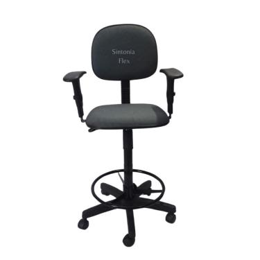 Imagem de Cadeira Secretaria Caixa Alta Braço Base Rodízio Aro