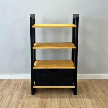 Imagem de Aparador de Madeira Pinus Linea de 4 Prateleiras Slim com Gaveta Nozes