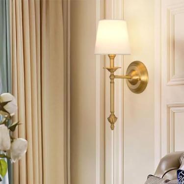Imagem de Lâmpada de parede de latão americano interior sala de estar quarto lâmpada de cabeceira retro hotel corredor lâmpada de parede (a)