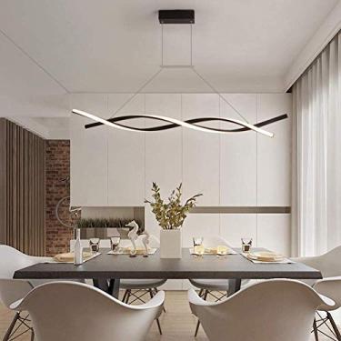 Imagem de Luminária pendente de teto LED regulável com controle remoto, lustre moderno para sala de estar, cozinha, ilha, sala de jantar, bar, escritório, luminária suspensa embutida e elegante, decor