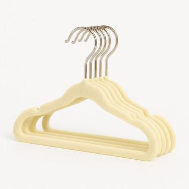 Imagem de Kit 50 Cabides Veludo Infantil Slim Ultrafino Bege / Creme - Toaninni