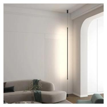 Imagem de Luminárias de chão longas modernas compatíveis com iluminação de cabeceira de quarto de sala de estar, luz de chão de linha longa, AC 220V, suspensão interna preta, lâmpadas de lustre
