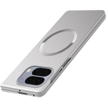 Imagem de LTLMYDAM Capa magnética para Google Pixel 10 Pro Fold, capa fosca ultrafina, suporte de carregamento sem fio, proteção contra choque, capa antiimpressões digitais, prata, 10 Pro Fold