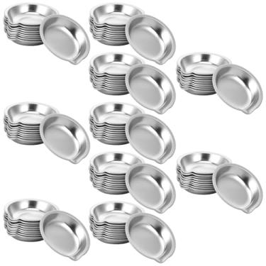 Imagem de UKQRRTC Bandeja de paleta de mistura de 100 peças, paleta de maquiagem de cor de metal de aço inoxidável, leve e portátil, ampla aplicação para arte, artesanato, desenho, metálico, cor