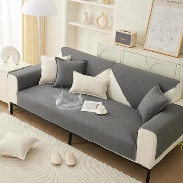 Imagem de Capa de sofá HANDONTIME cinza escuro Chenille impermeável 90x120cm