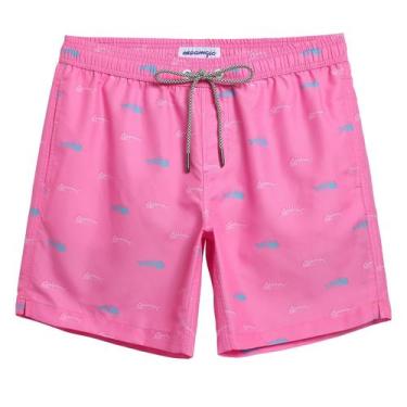 Imagem de Calções de banho magic Quick Dry Swim Shorts para homens Pink Shark - 