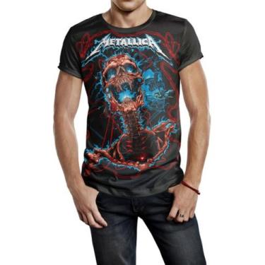 Imagem de Camisa Masculina Banda Metallica Full Print Ref:959 - smoke, Preto, M