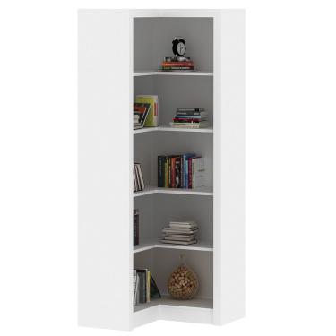 Imagem de Estante de Canto Para Escritório E Home Office 4 Prateleiras Brandon 171x68 T01 Branco - Lyam Decor