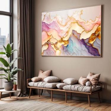 Imagem de Quadro com Moldura e Acrilico Cristal Vidro Sala Quarto Abstrato Moder