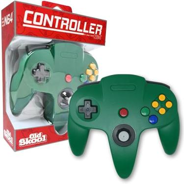 Imagem de Joystick Old Skool Classic com controle de fios para sistema de jogos Nintendo 64 N64 – Verde