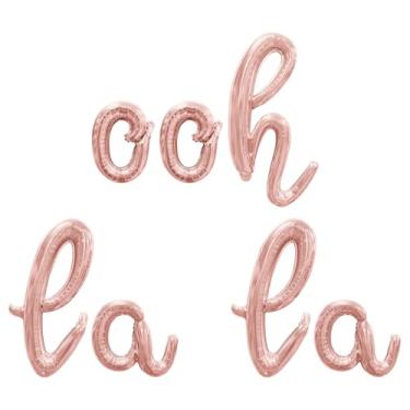 Imagem de Cursive Script Letter Balloons - OOH LA LA 16" Inch Alphabet Letters Foil Mylar Balloon Engagement Party Banner (Rose Gold)