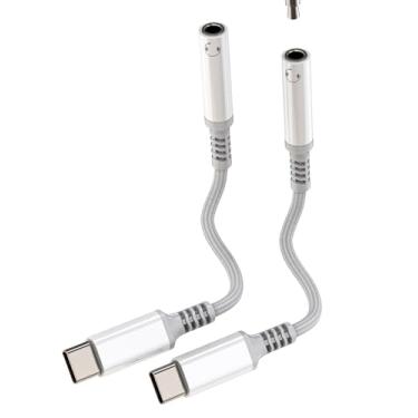 Imagem de Adaptador de áudio USB C para conector de 3,5 mm (pacote com 2) Adaptador de carregador auxiliar de fone de ouvido para iPhone15 16 Pro para Apple para iPad compatível com Samsung DAC cabo divisor