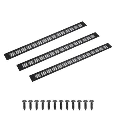 Imagem de PATIKIL Grade de ventilação retangular de 61 x 5 cm, 3 peças de cobertura de ventilação de alumínio com parafusos de montagem para guarda-roupa de porta de armário de armário, preto