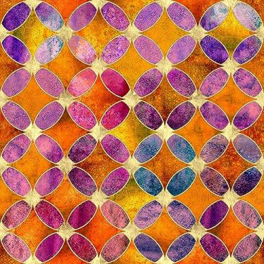 Imagem de WalRiddle Mosaico geométrico vintage quadrado dourado rosa roxo papel de parede descascar e colar papel de contato fácil de retirar papel de parede adesivo para banheiro, impermeável, adequado para