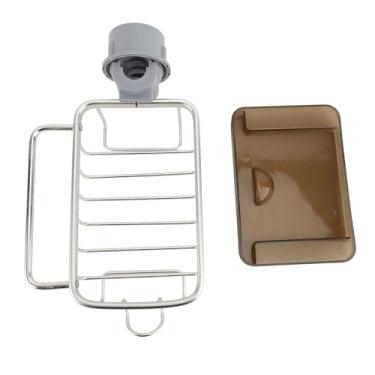 Imagem de Organizador de torneira de pia de cozinha, multifuncional com economia de espaço, torneira suspensa para torneiras redondas do lado direito, plástico de alumínio à prova de ferrugem (prata)