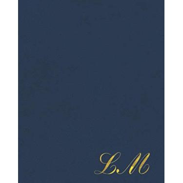Imagem de LM: Letras douradas, visual de couro antigo vintage azul marinho executivo, iniciais de monograma personalizadas, agenda anual, diário, agendador, lista de tarefas e muito mais faz um