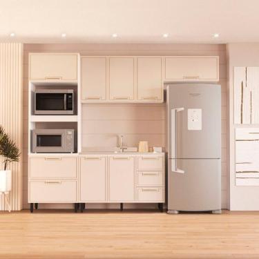 Imagem de Cozinha Modulada 4 Peças sem Pia Amara Politorno Móveis, Branco Creme
