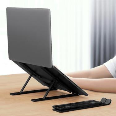 Imagem de Suporte de laptop para mesa, suporte de notebook portátil dobrável, suporte ventilado para notebook com resfriamento para laptops de 10 a 15,6 polegadas, tablets - preto