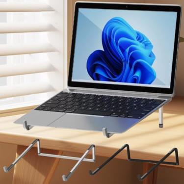 Imagem de Suporte de laptop para mesa ajustável, dobrável, leve, suporte para laptop, dobrável, plano para armazenamento (prata)