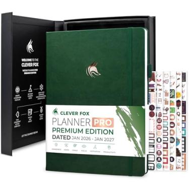 Imagem de Clever Fox Planner PRO Premium, janeiro de 2026 a janeiro de 2027 – Luxuoso organizador semanal, mensal e de orçamento para objetivos de produtividade e alcance, capa dura A4 + caixa de lembrança