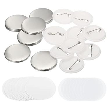 Imagem de Peças de botão de 3,7 cm, suprimentos para fabricação de botões em branco, 10 peças de emblemas redondos, kit faça você mesmo para máquina de fazer botões com base de plástico de capa de metal, filme