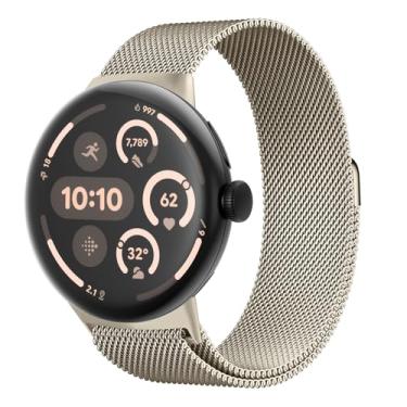 Imagem de Pulseira milanesa para Google Pixel Watch 3 de 45 mm/Pixel Watch 2 de 41 mm, para relógio Google Pixel para mulheres/homens, pulseira de substituição de aço inoxidável de malha de metal