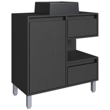 Imagem de Gabinete Suspenso 80 Cm Cuba Preta Bl2001 Grafite Faem Grafite - MILAN