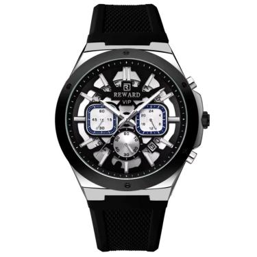 Imagem de Relogio Masculino Quartzo Multifuncional Casual Pulseira De Silicone Impermeavel Preto