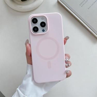 Imagem de Capa protetora magnética de silicone líquido para iPhone 16, 15, 14, 13, 12 Pro Max Plus, capa de carregamento sem fio, rosa, para iPhone 14 Pro