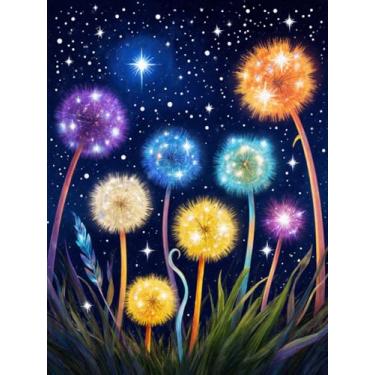 Imagem de SKRYUIE Kits de pintura de diamante 5D - Kits de arte de diamante DIY para adultos, flor redonda, ponto cruz bordado de cristal - Artesanato para decoração de parede e escritório - 30 x 40 cm C9