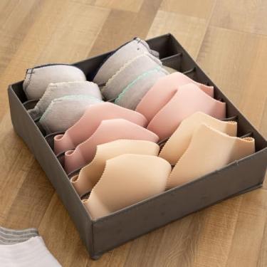 Imagem de Caixa organizadora de gaveta com compartimentos, caixas de armazenamento dobráveis para roupas íntimas, meias e lingerie