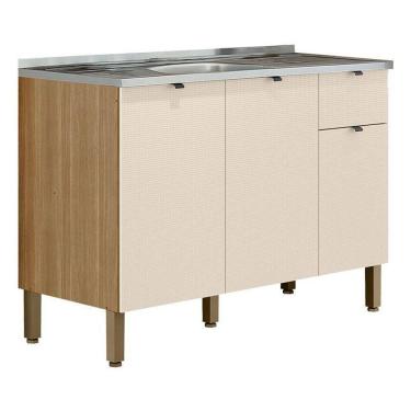 Imagem de Balcão Para Pia Plus 3 Portas 1 Gaveta 120 Cm Freijó Soft - Kits Paraná