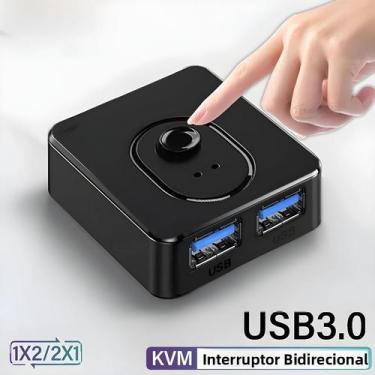 Imagem de Switch KVM USB 3.0 1x2 2x1 Hub USB Comutador Bidirecional Para PC Tecl