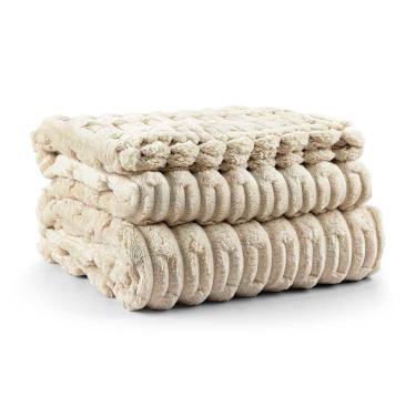 Imagem de Cobertor Manta Alaska Casal Queen 2,40m X 2,20m Manta Flannel Soft - Almond Palha - 100...