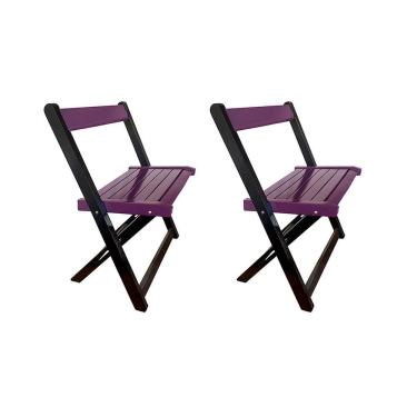 Imagem de Kit 2 Cadeiras De Madeira Dobrável Roxo