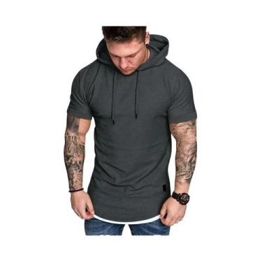 Imagem de Camiseta Masculina de Verão - Manga Curta, Casual, com Capuz, BR-P, Ci