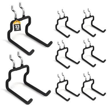 Imagem de ELEAD Ganchos planos de 8 peças, acessórios organizadores de quadro de pinos para pendurar, adequado para quadro de pegboard de 1/10.2 cm, cabides de ferramentas para garagem, cozinha, bancada de