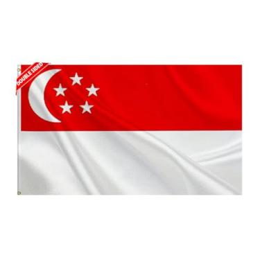 Imagem de HVATLTL Bandeira de barco de Singapura com 3 camadas dupla face, 30 x 45 cm, nylon 220D resistente, cores vivas, bandeiras náuticas de Singapura com 2 ilhós de latão para barco, quadriciclo, caminhão