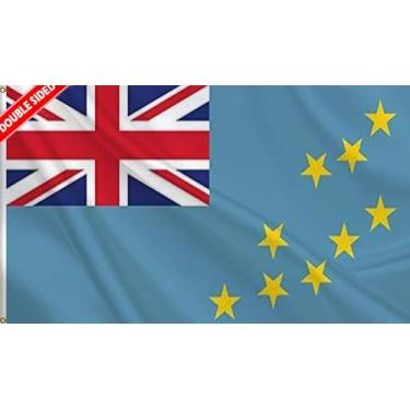 Imagem de HVATLTL Bandeira de barco Tuvalu com 3 camadas dupla face, 30 x 45 cm, nylon 220D resistente, cores vivas, bandeiras náuticas tuvaluanas com 2 ilhós de latão para barco, quadriciclo, caminhão