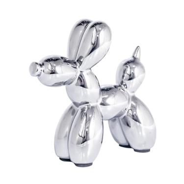 Imagem de Aartihejoy Estátuas criativas de cachorro balão pequeno escultura animal cerâmica moderna decoração de casa sala de estar decorações de mesa quarto escritório armário ornamento (prata)