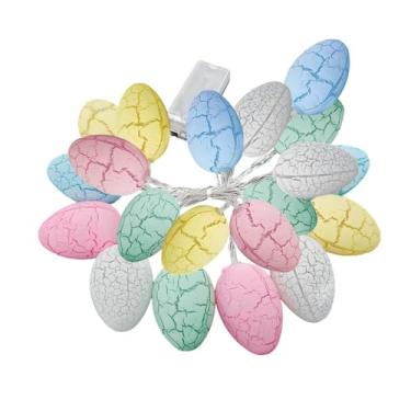 Imagem de Luz decorativa de 2,5 m para festa interna, corda de Páscoa com 20 luzes, decorações de ovos de Páscoa LED, padrão de rachaduras, operado por bateria