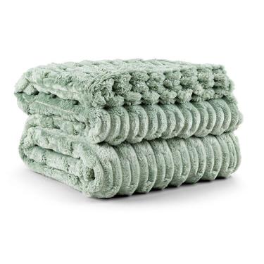 Imagem de Cobertor Coberta Polar Queen 2,40x2,20 Manta Ultrasoft Alto Relevo Extra Macia Orvalho Verde - 100% Poliéster