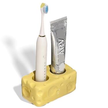 Imagem de Suporte de escova de dentes em forma de esponja para escovas de dentes elétricas - organizador de pia de banheiro divertido e prático (orifício duplo)
