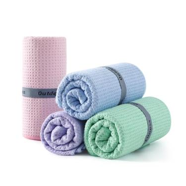 Imagem de REDKISS Pacote com 4 toalhas refrescantes (99 x 40 cm) Toalha de gelo de microfibra extragrande, toalhas macias e respiráveis para esportes, ioga, corrida, academia, acampamento, fitness, treino e