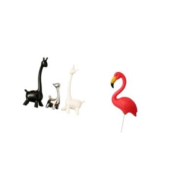 Imagem de Fenteer Estátua de Cerâmica Moderna E Criativa de Girafa E Flamingo para Mesa, Escritório, Estante, Decoração de Quarto E Jardim, Ornamento de Arte de Quintal