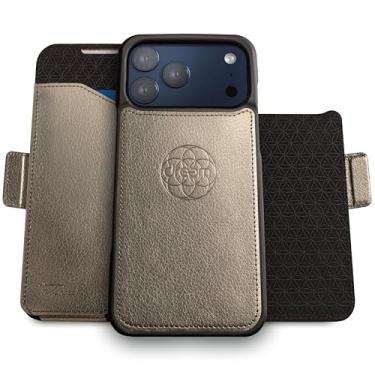 Imagem de Dreem for iPhone 17 Pro Case Wallet, Revolutionary Phone Stand, Vegan Leather, MagSafe-Fit, Magnetic Detachable Flip Cover, RFID Blocking Card Holder, Gift-Box [Fibonacci:Metal]